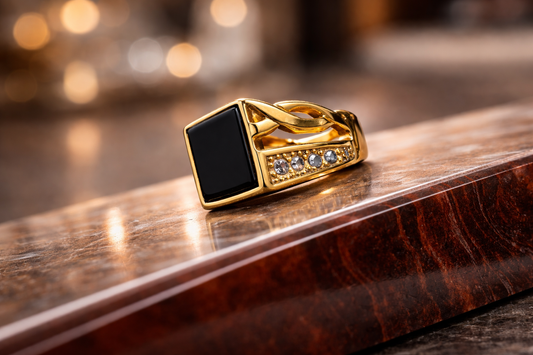 Black Onyx Gold Signet Ring
